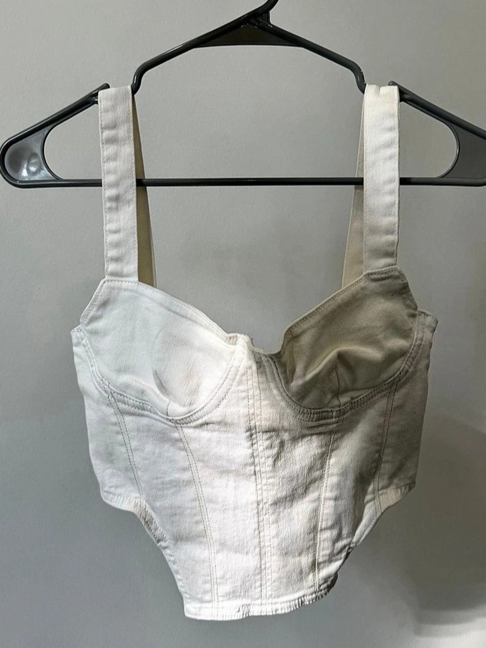 Zara TRF Denim Corset Top White NWT